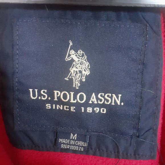 US Polo Assn. Navy/Red Full Zip Hooded Jacket Men Size Med. - Picture 9 of 10